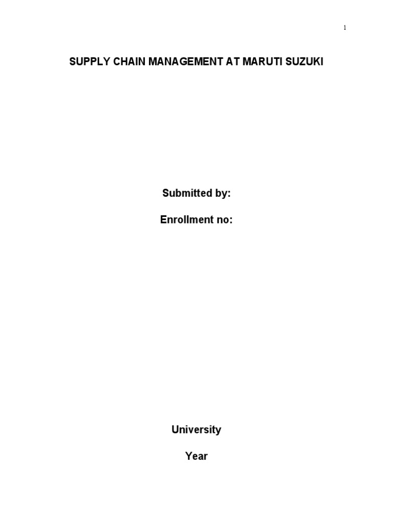 Suppy Chain Management of Maruti Suzuki | PDF | Supply Chain Management ...