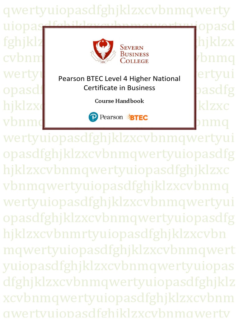 Pearson BTEC Level 4 Higher National Certificate in Business | PDF ...