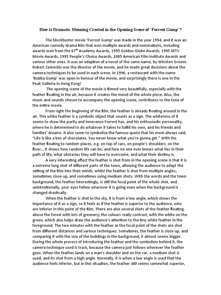 Forrest Gump Film Analysis Essay Pdf