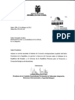 Informe sobre pedido para que AN apruebe  denuncia del TBI Ecuador - Francia