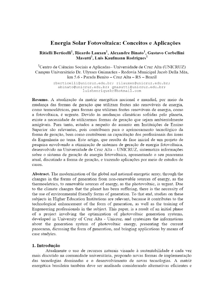 Energia Solar Fotovoltaica - Conceitos e Aplicações | PDF