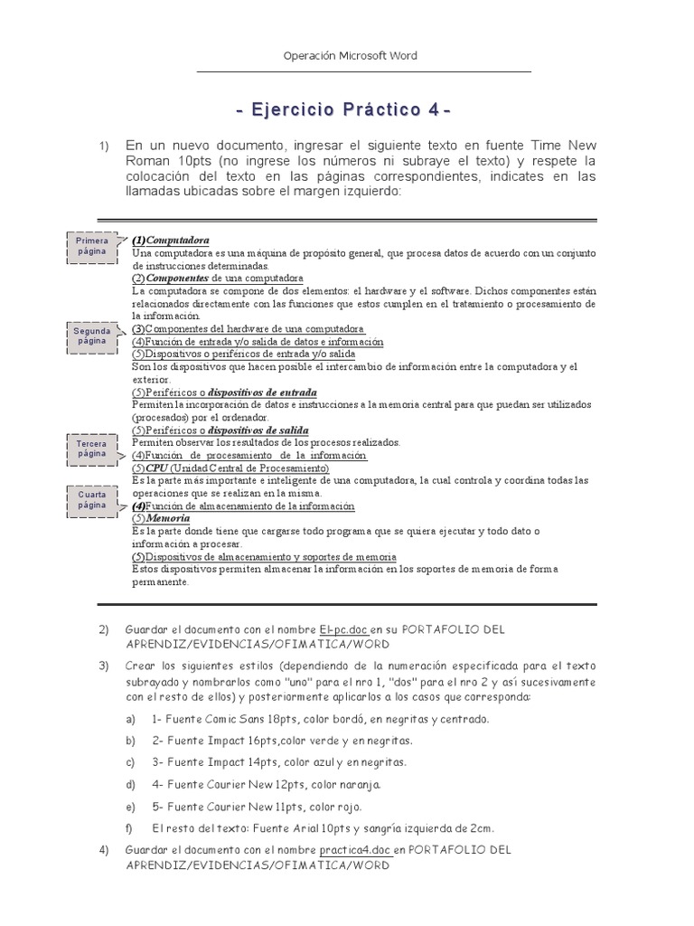 Ejercicio Práctico de Microsoft Word | PDF | Hardware de la computadora ...