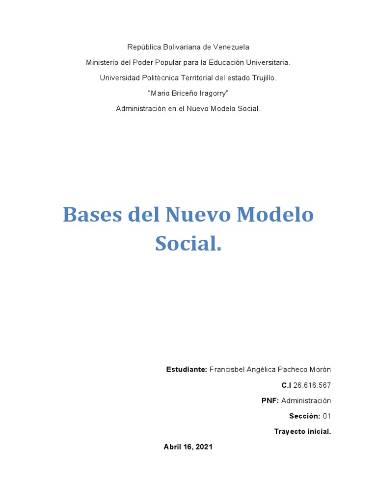 Bases Del Nuevo Modelo Social | PDF | Venezuela | Política