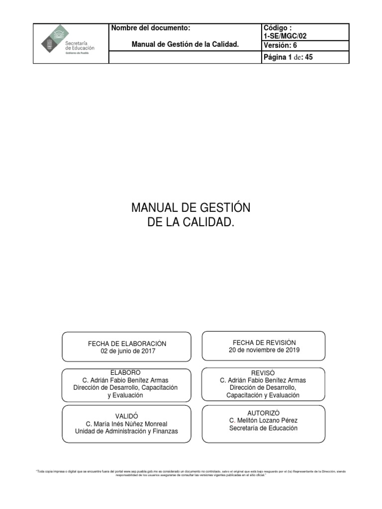 Manual de La Calidad | PDF | Sistema de manejo de calidad | Gestión de ...