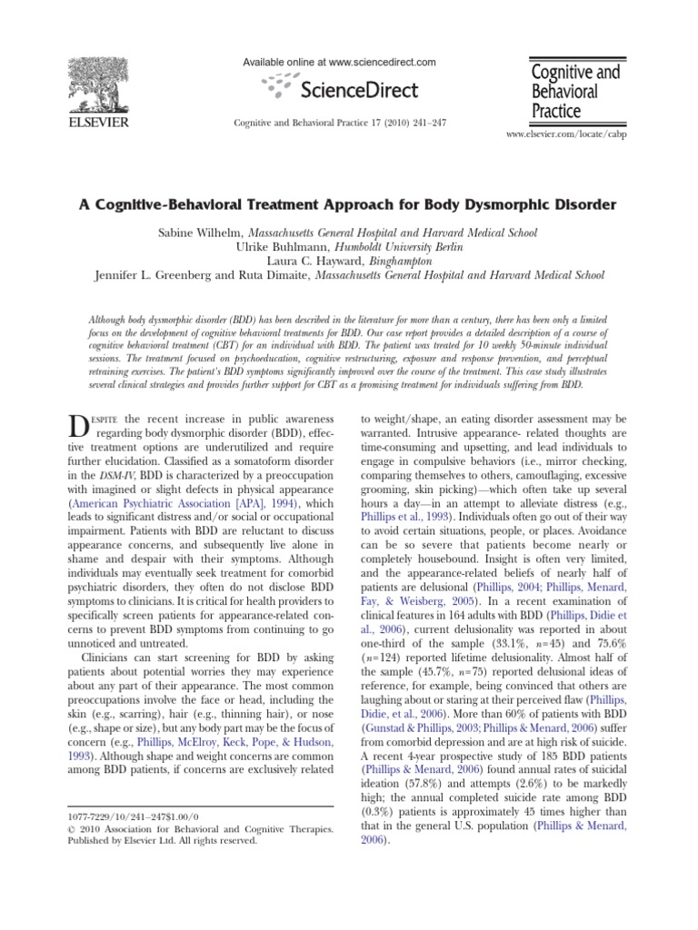 CBT - Body Dysmorphic | PDF | Cognitive Behavioral Therapy | Psychotherapy