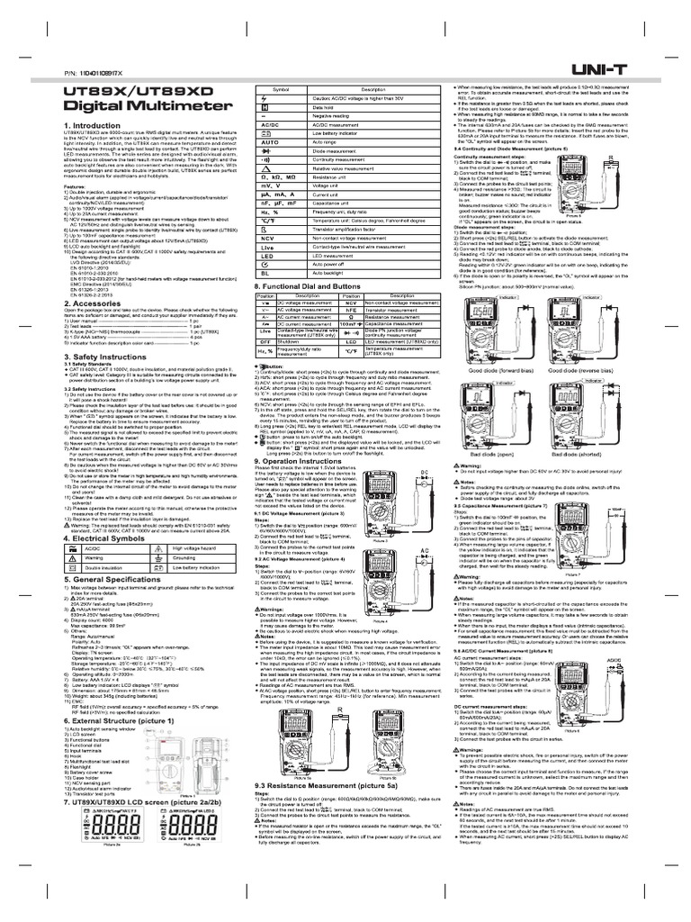 Ut89x Ut89xd English Manual | PDF