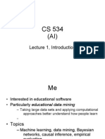 CS 534 (AI) : Lecture 1, Introduction