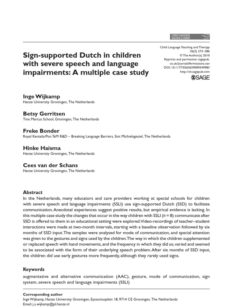 Sign-Supported Dutch in Children | PDF | Gesture | Sign Language