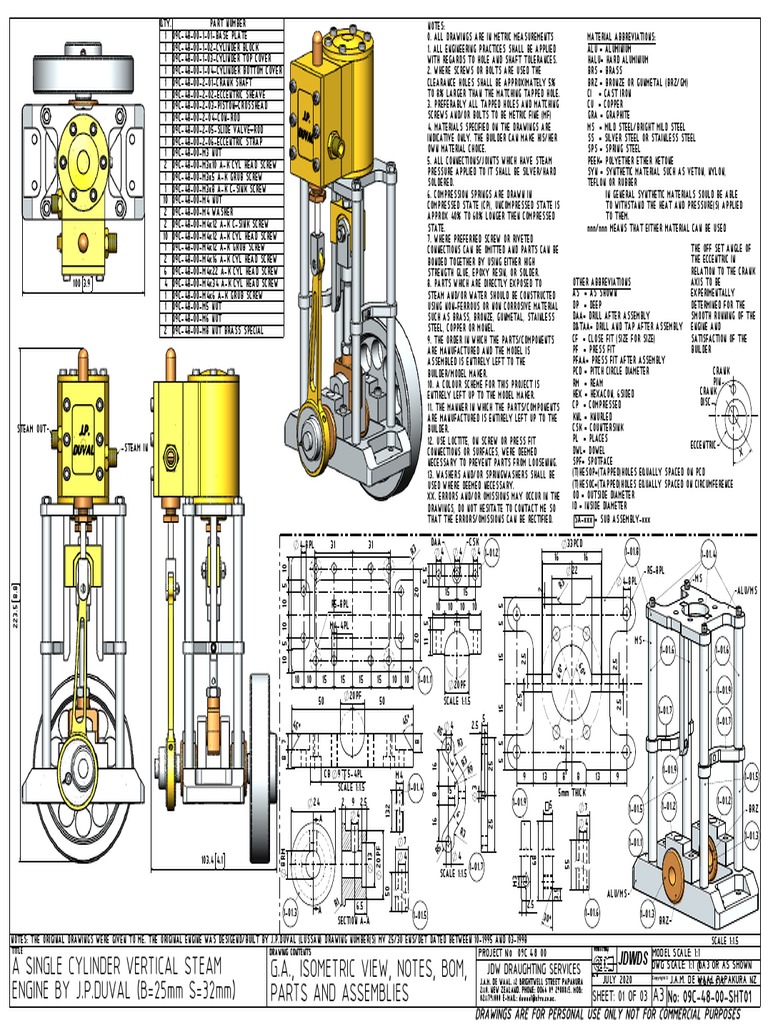 A Single Cylinder Vertical Steam Engine | PDF | Metalworking | Screw