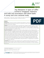 Cholesterol-Raising Diterpenes in Types of Coffee Commonly Consumed in Singapore, Indonesia and India and Associations With Blood Lipids: A Survey and Cross Sectional Study