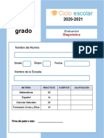 Examen Diagnostico Cuarto Grado 2020-2021