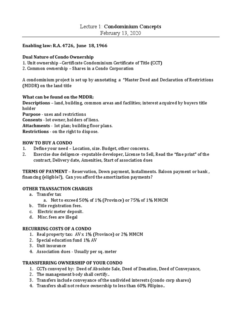 Essential Guide to Condominium Ownership | PDF | Conveyancing | Condominium