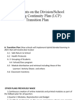 Adjustments On The Division/School Learning Continuity Plan (LCP) Transition Plan