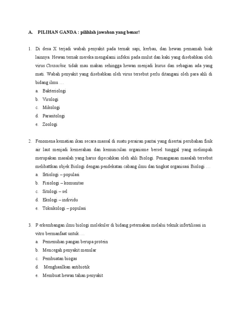 Wabah Penyakit Ternak Dan Biologi Penyelesaiannya Pdf Kesehatan
