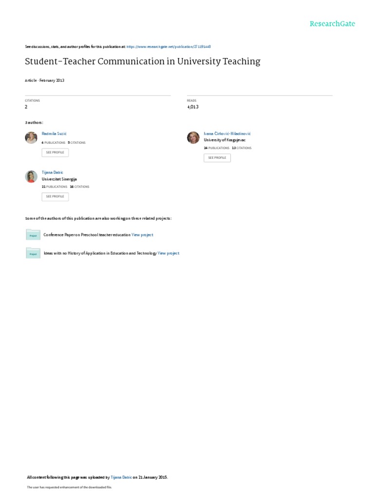 Effective Student-Teacher Communication | PDF | Teachers | Communication