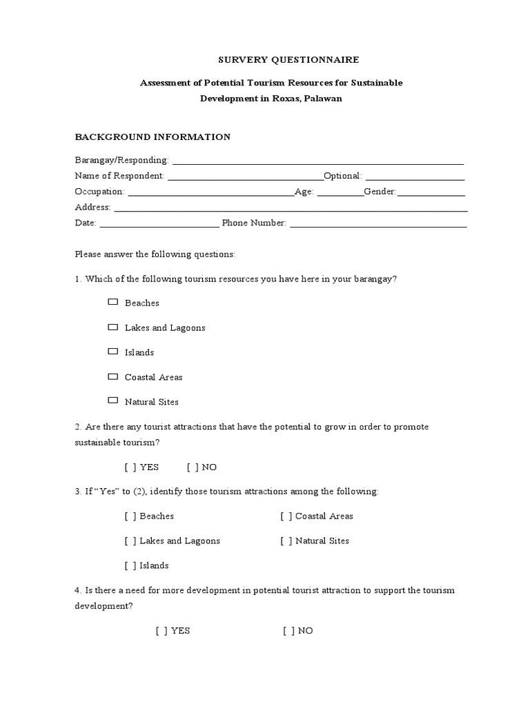 Survery Questionnaire | PDF