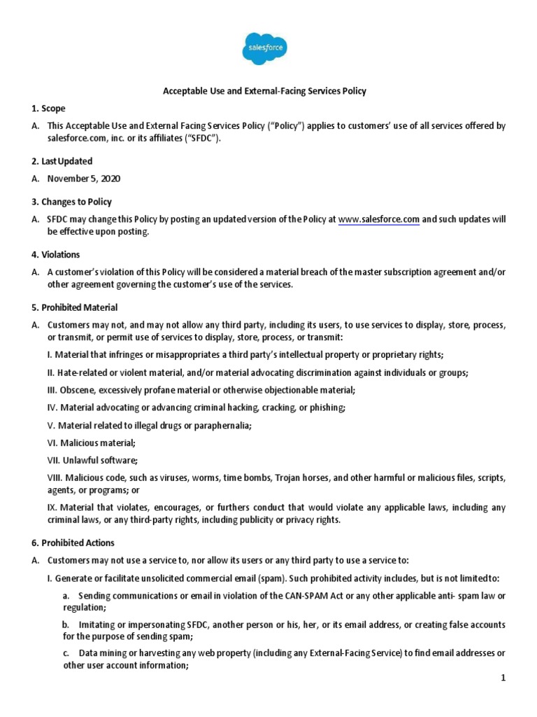 Acceptable Use and ExternalFacing Services Policy 1. Scope PDF Digital Millennium Copyright