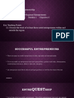 Subject Area: Entrepreneurship Level: Cape Curriculum Topic: Noted Regional Entrepreneurs Unit 1 Module 1 Objective 6