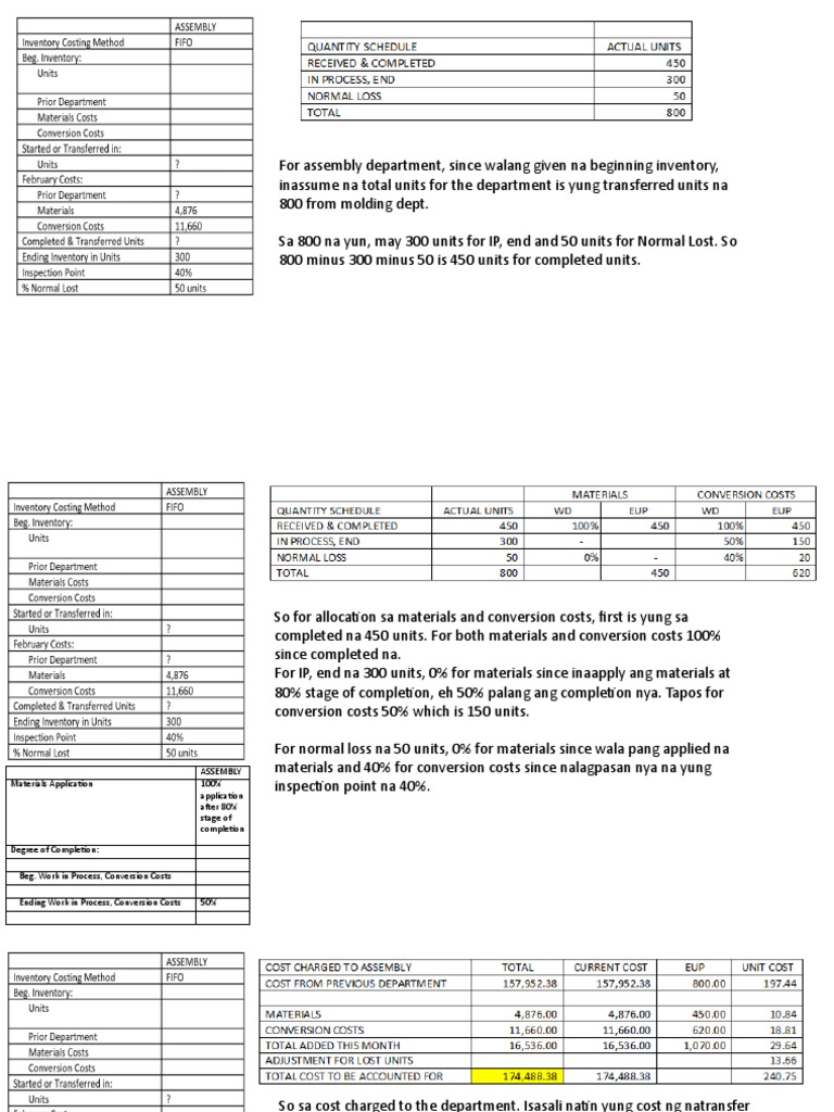 Assembly Department | PDF | Management Accounting | Supply Chain Management