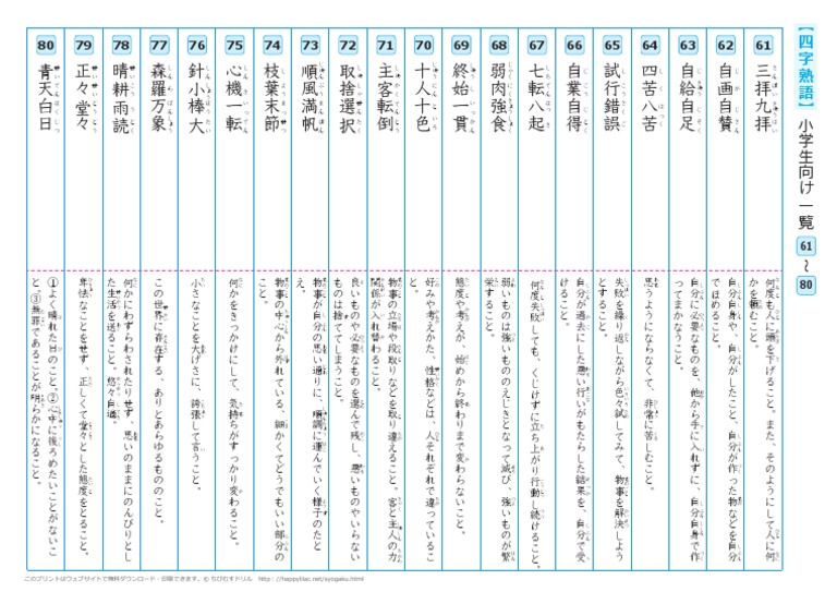 四字熟語 小学生向け一覧61