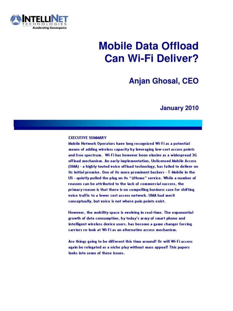 Mobile Data Offload - Can Wi-Fi Deliver | PDF