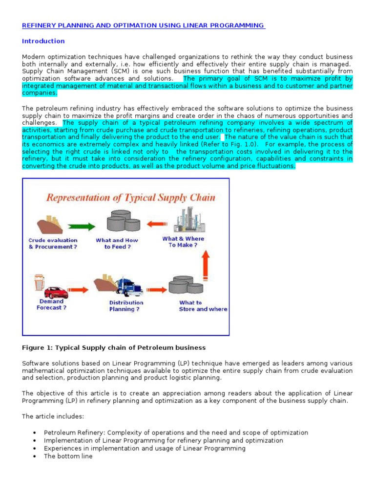 Refinery Planning and Optimation Using Linear Programming | PDF | Oil ...