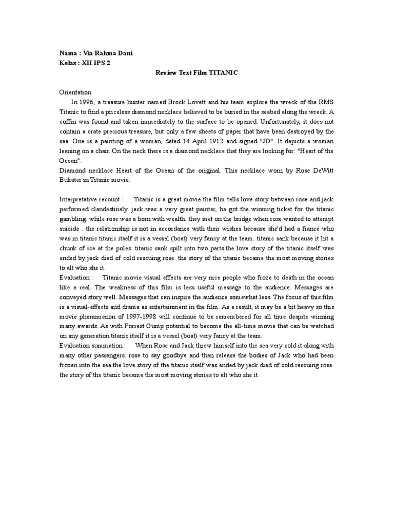 Review Text Film TITANIC | PDF