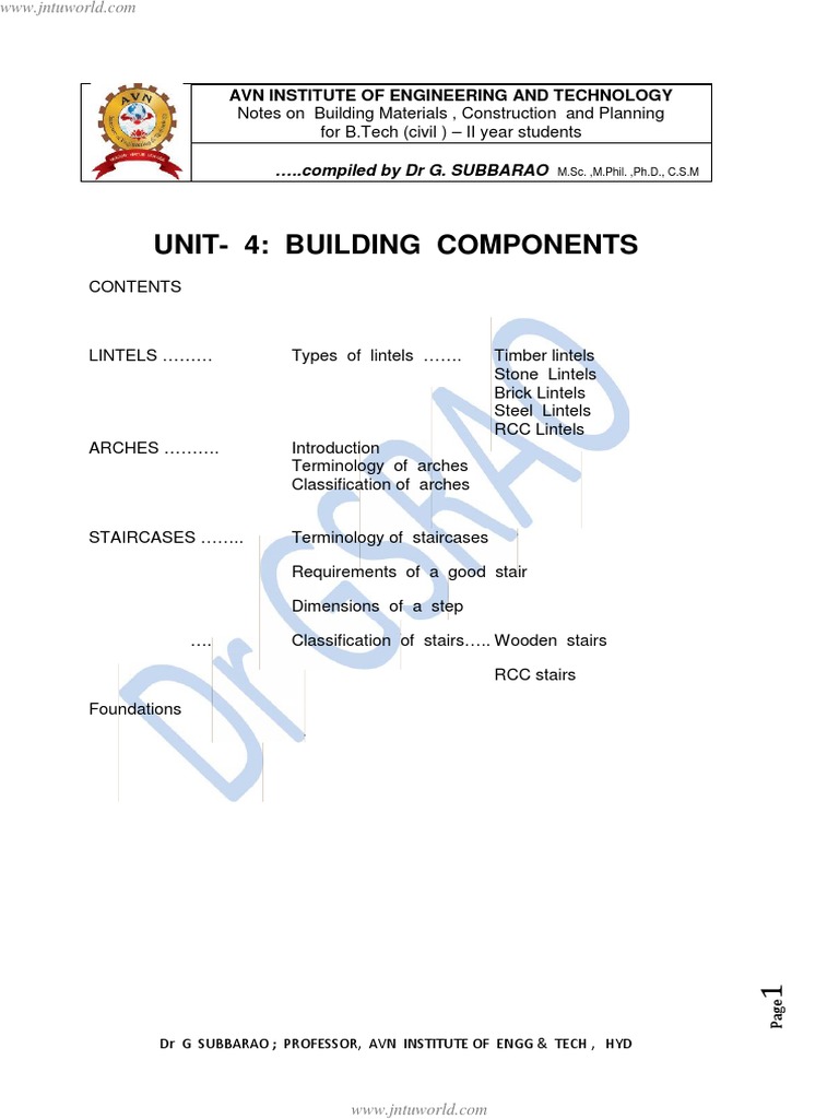 Unit 4 Building Components..Lintels Arches Staircases Jwfiles | PDF ...