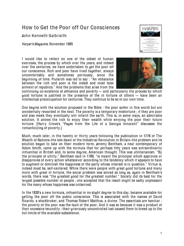 How To Get The Poor Off Our Conscience | PDF | Utilitarianism | Conscience