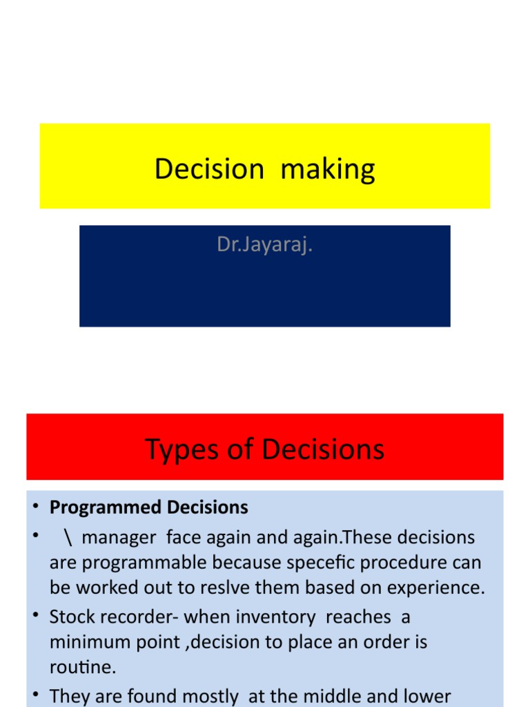 Decison Making | PDF | Business | Self-Improvement
