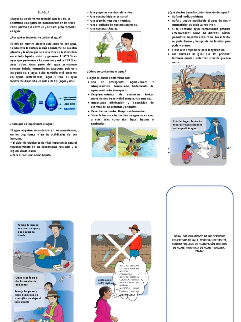 Tríptico sobre el Cuidado del Agua | PDF | La contaminación del agua | Agua
