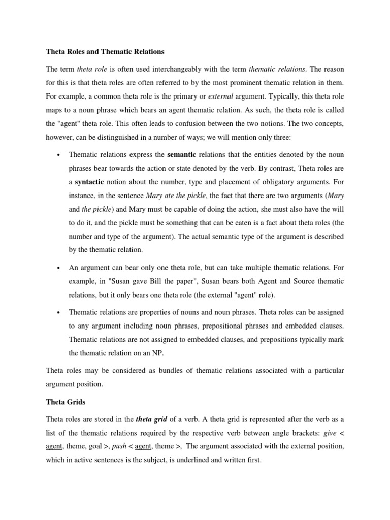 Understanding Theta Roles in Linguistics | PDF | Linguistic Morphology ...