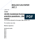 Aqa 9-1 Biology (H) Paper 2 Test - Set 1