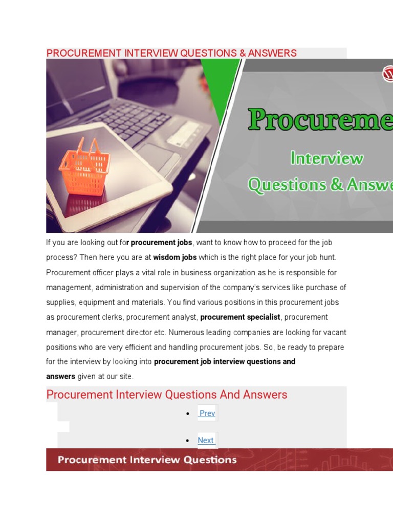 Procurement Interview Questions And Answers Pdf Procurement 