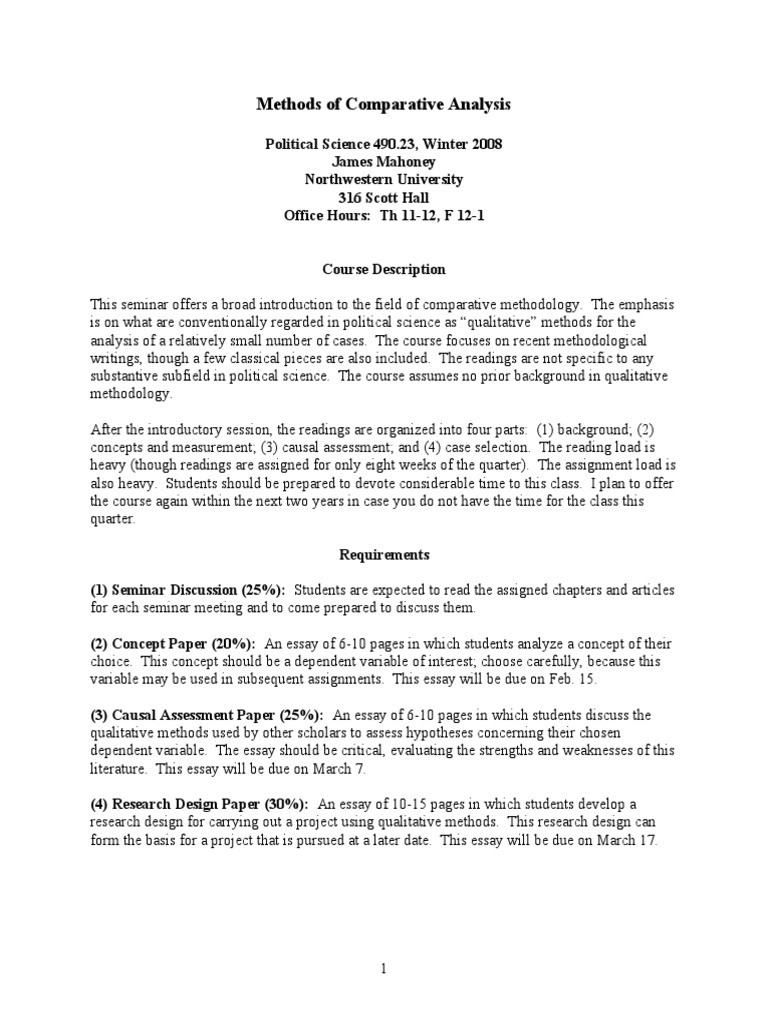 Methods of Comparative Analysis An InDepth Introduction to