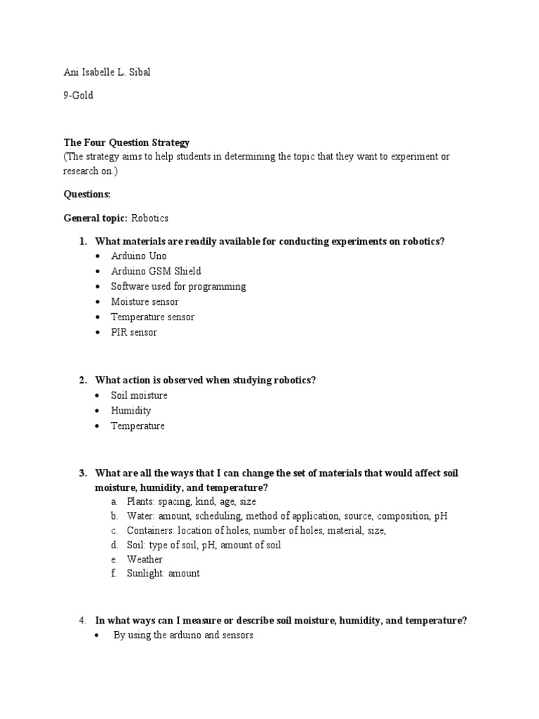 4 Question Strategy | PDF | Science & Mathematics