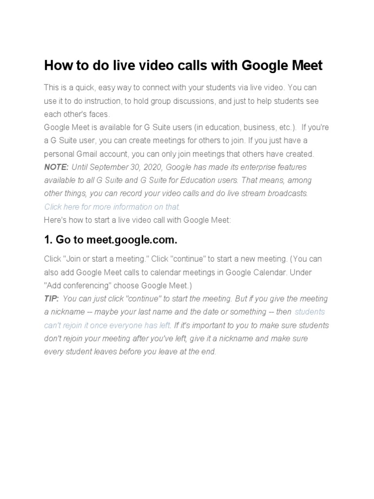 Google Meet Guide for Educators | PDF | Computing | Computer Mediated ...