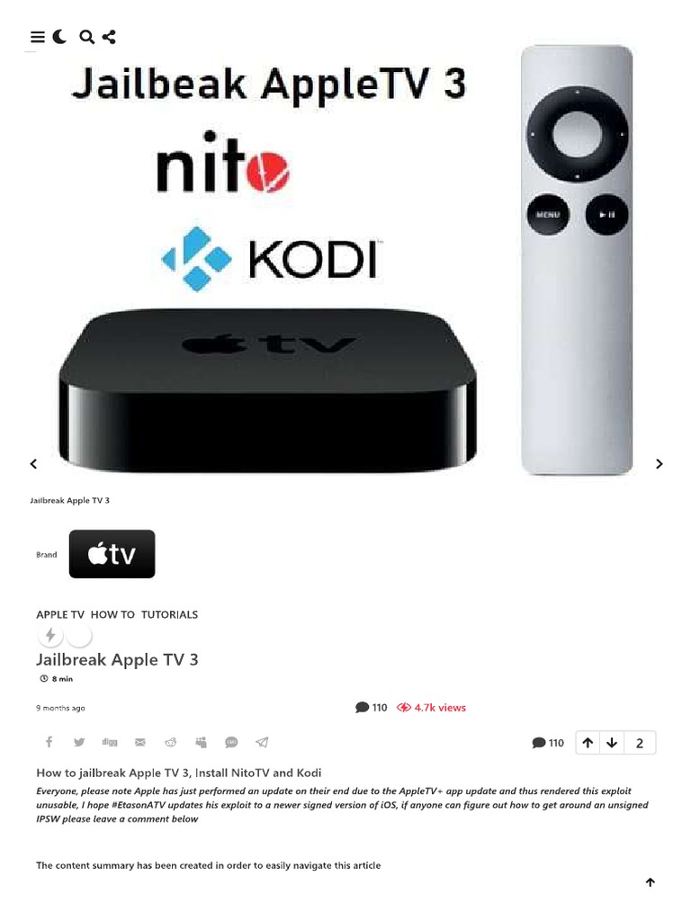 skærm dramatiker beløb Apple TV 3 Jailbreak | PDF