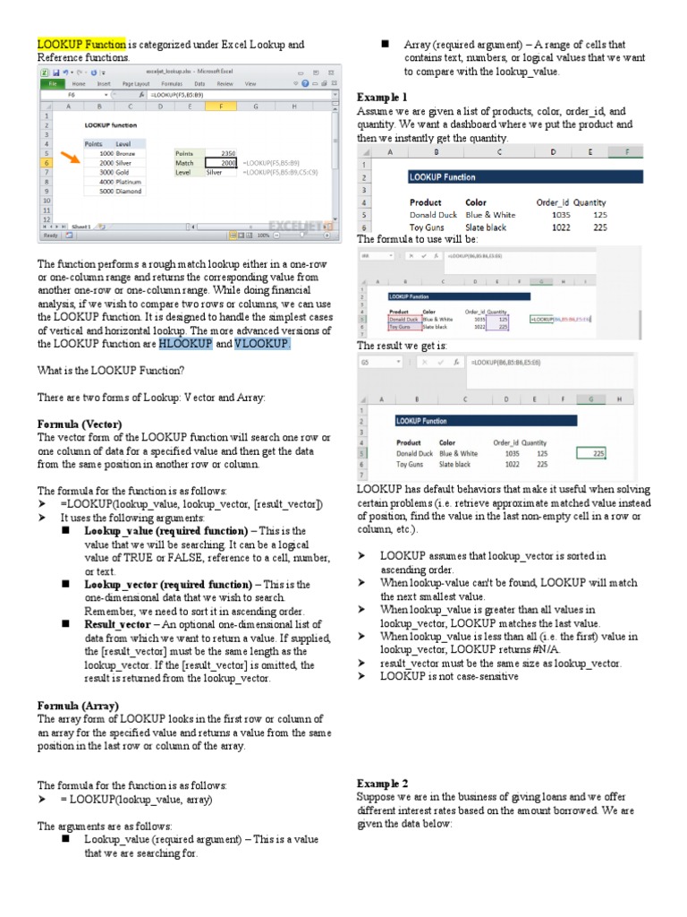 Excel LOOKUP Function Guide | PDF | Microsoft Excel | Array Data Structure