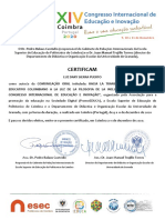 Certificado de presentación de Comunicación oral de LUZ DARY SIERRA PUERTO al XIV CIEI2020