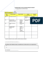 Weekly Work Commitment and Accomplishment Report: Name of Staff: Position: Area of Assignment