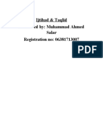 Ijtihad & Taqlid Submitted By: Muhammad Ahmed Salar Registration No: 06381713007