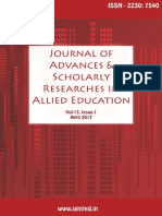 J Ournal of Advances & Scholarly Researches I N Alli Ed Educati On