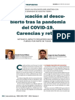 La Educación Al Descu-Bierto Tras La Pandemia Del COVID-19. Carencias y Retos