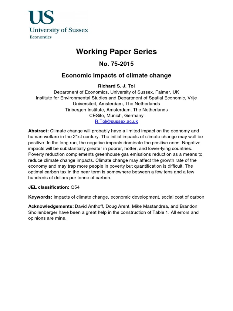 Economic Impacts of Climate Change Analysis | PDF | Climate Change ...