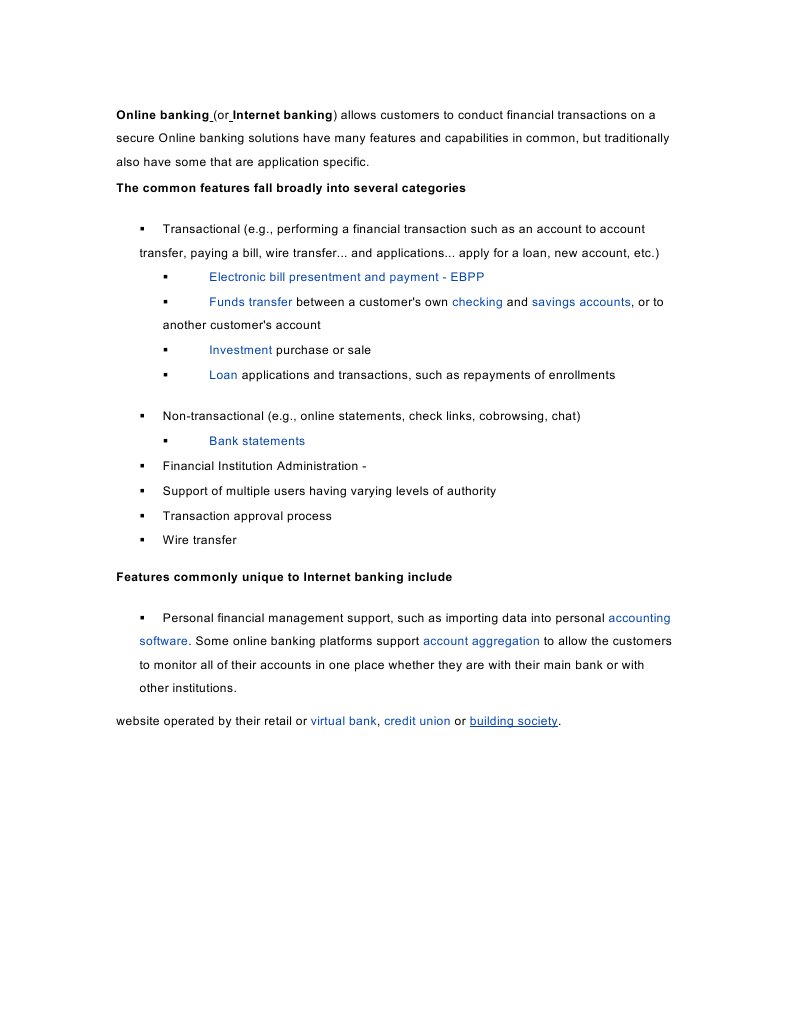 Online Banking Features Overview | PDF | Business | Computers