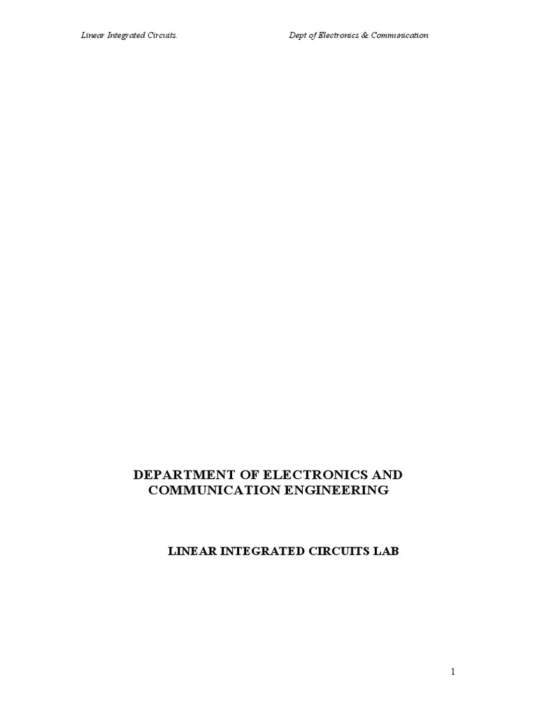 Linear Integrated Circuits Lab Manual | PDF | Operational Amplifier ...