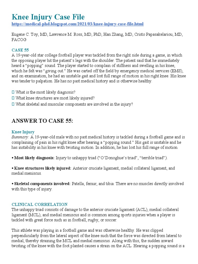 Knee Injury Case File PDF Knee Limbs (Anatomy)