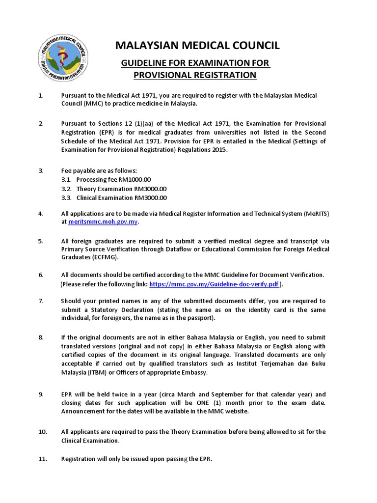 Guidelines For Examination For Provisional Registration Pdf Test Assessment Health Sciences