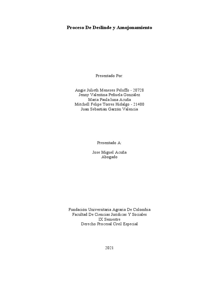 Proceso de Deslinde y Amojonamiento PDF Demanda judicial Propiedad